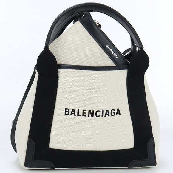 Balenciaga Navy Cabas XS Tote Bag White - Picture 2 of 16